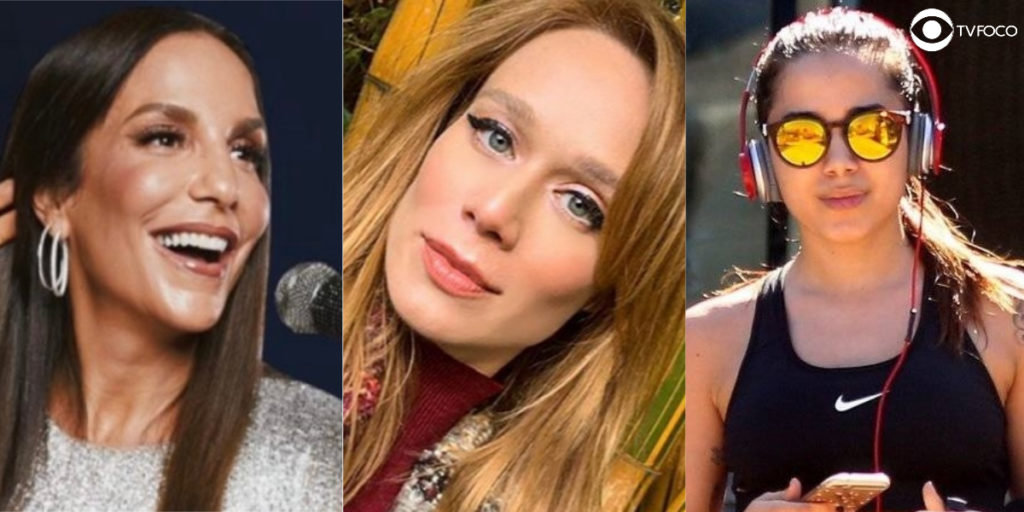 Foto montagem das personalidades Ivete Sangalo, Mariana Ximenes e Anitta que estão em Haja Coração