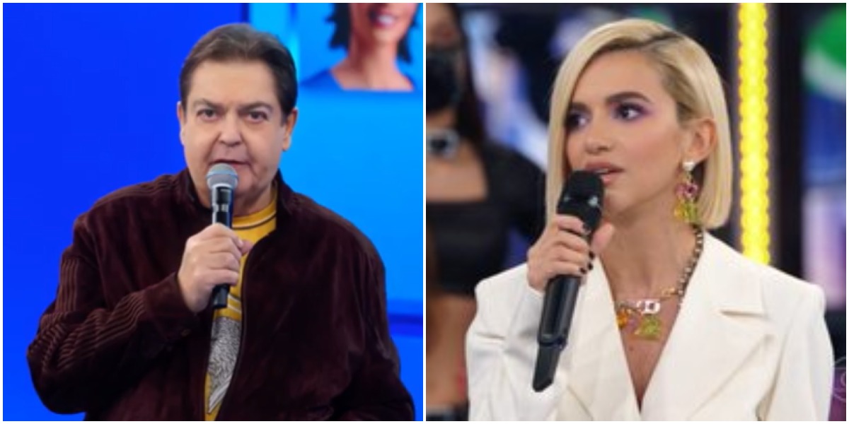 O apresentado Faustão "quebrou a cara" de Manu Gavassi neste domingo - Foto: Montagem
