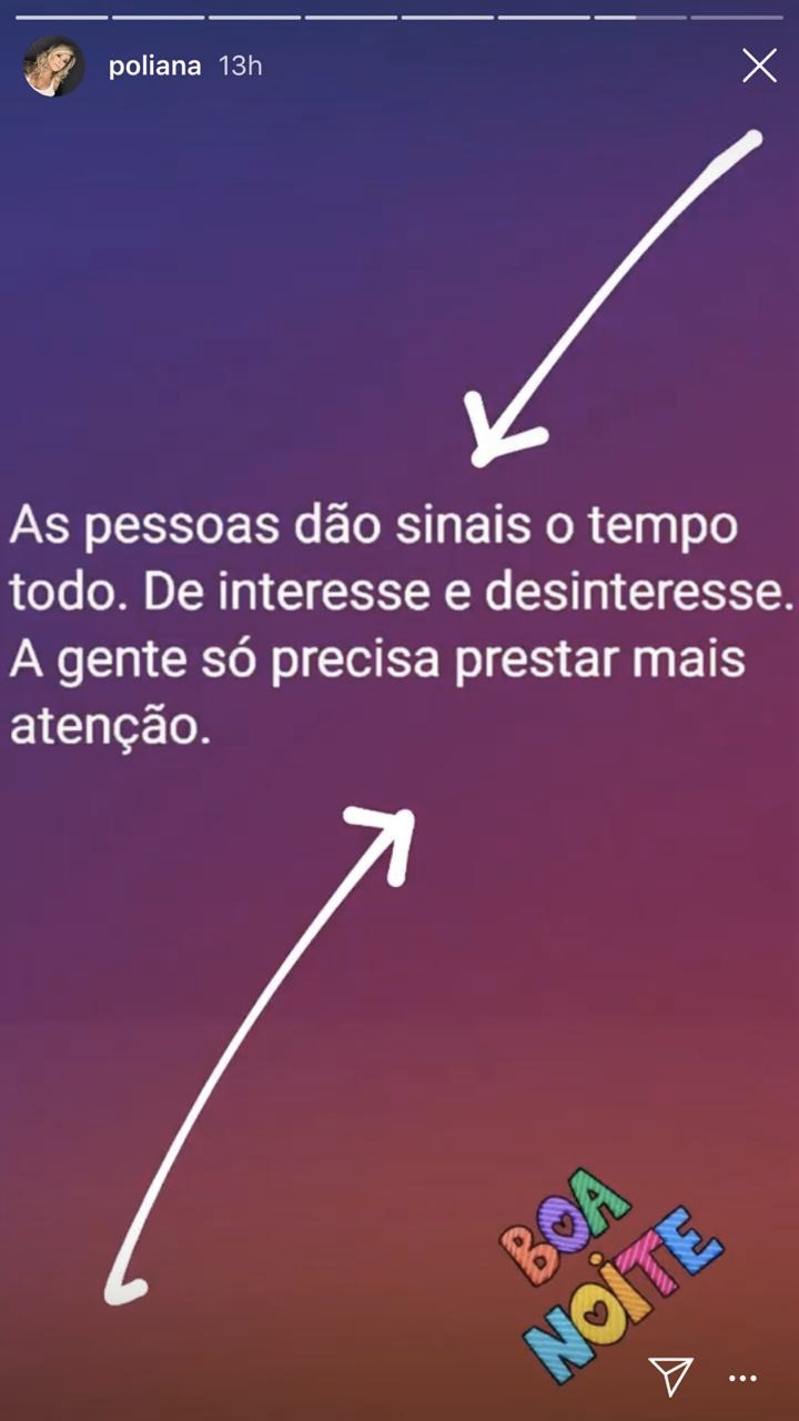 Poliana Rocha nos stories (Foto: reprodução/Instagram)