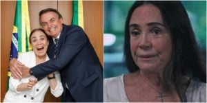 Regina Duarte pede ajuda para tentar voltar à Globo após frustração com Bolsonaro (Foto: Divulgação e Reprodução/Globo)