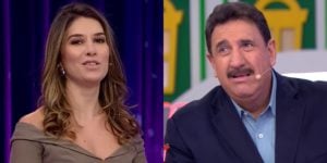 Rebeca Abravanel e Ratinho em seus programas no SBT; atrações registraram queda de audiência (Foto: Reprodução/SBT)