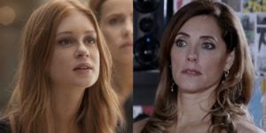 Marina Ruy Barbosa (Eliza) em Totalmente Demais e Christiane Torloni (Tereza Cristina) em cena de Fina Estampa; novela das sete empatou com a trama das nove na audiência (Foto: Reprodução/Globo)