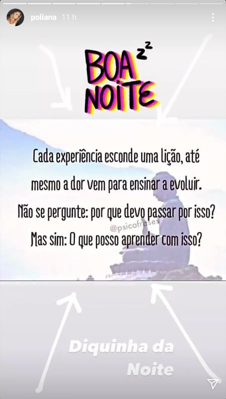 Reflexão de noite feita por Poliana Rocha (Imagem: Reprodução)