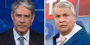 William Bonner acabou expondo Sikêra Jr ao falar de Flavio Bolsonaro no Jornal Nacional (Foto: Montagem/TV Foco)