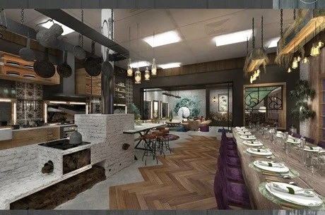 Um dos ambientes da nova mansão de 'A Fazenda 12' (Foto: reprodução/R7)