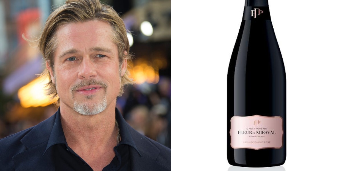 Brad Pitt lança champanhe (Foto: Reprodução)