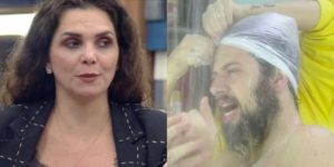 Luiza Ambiel dá banho em Cartolouco (Foto: Reprodução)