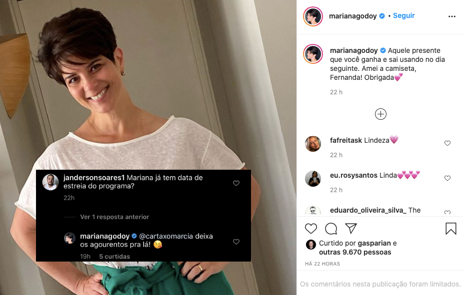 Mariana Godoy respondeu um seguidor (Foto: reprodução/Instagram)
