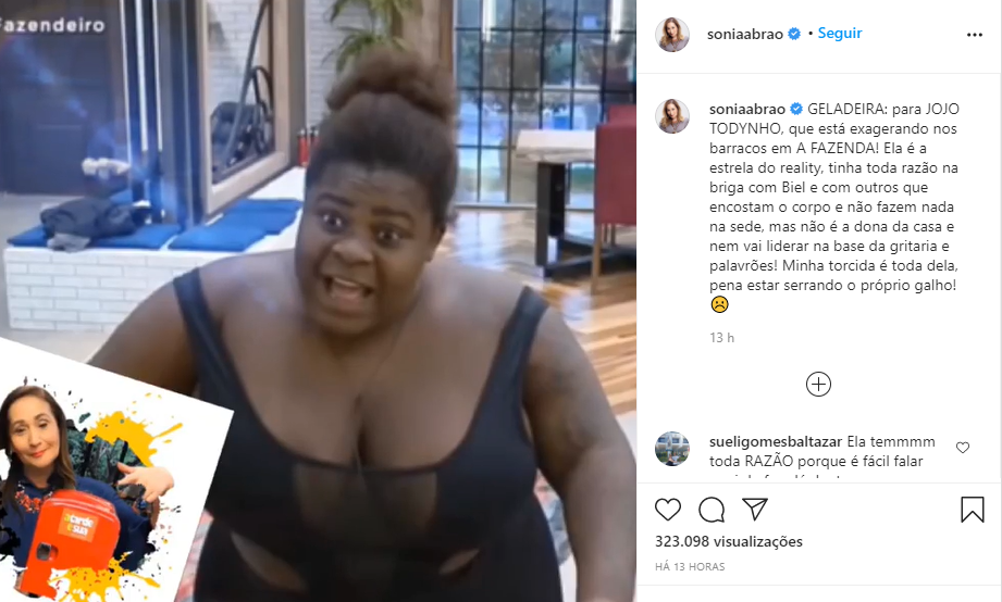 Publicação de Sonia Abrão (Foto: Reprodução)