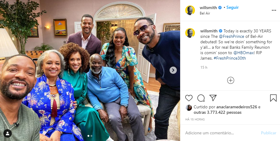 O ator Will Smith compartilhou foto com seus seguidores - Foto: Montagem