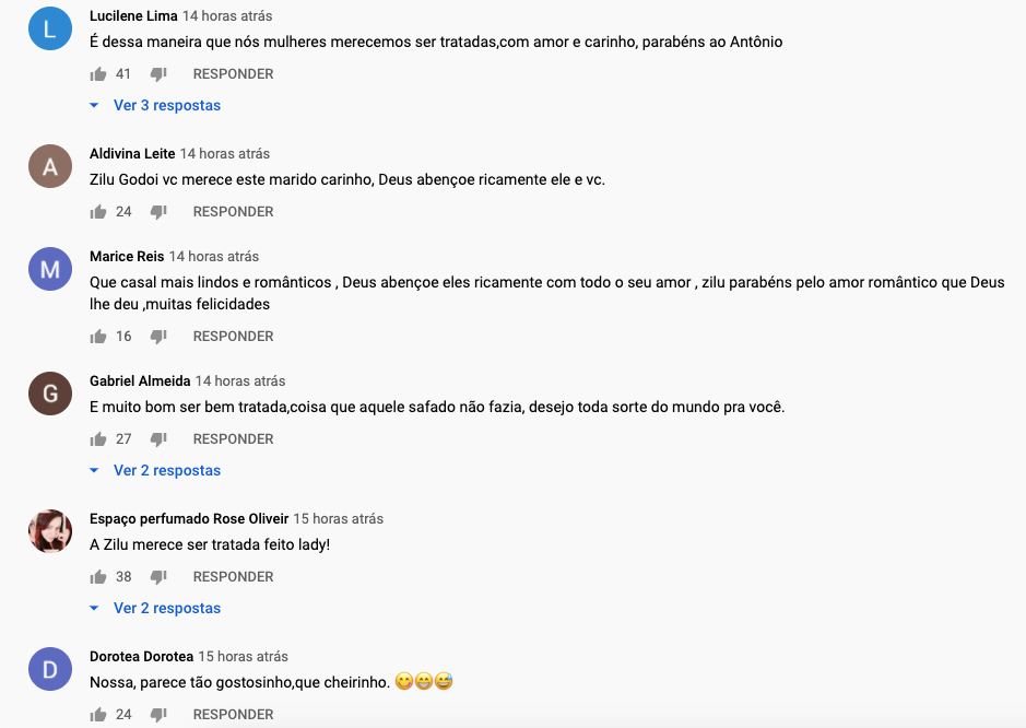 Comentários no vídeo de Zilu Godói (Foto: reprodução/Youtube)