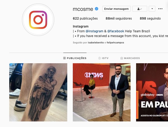 Perfil de Marcelo Cosme após o atentado (Foto: Reprodução)