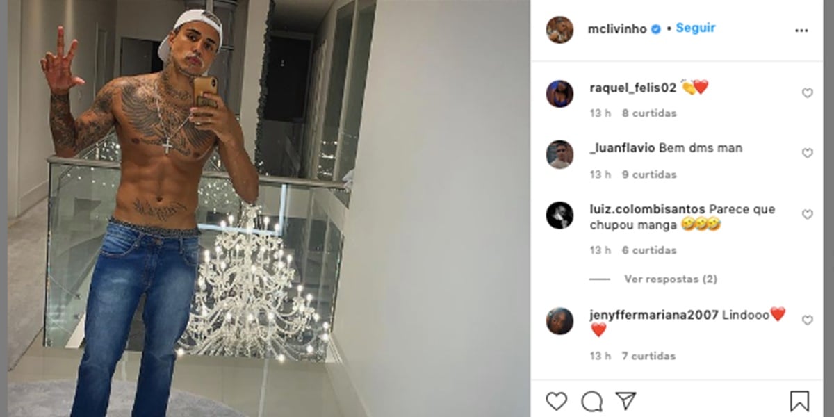 MC Livinho surgiu seminu em foto, exibindo pelos (Foto: Reprodução)