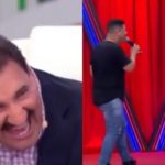Ratinho caiu na risada com a cena protagonizada por Marquito (Foto: Reprodução / SBT)