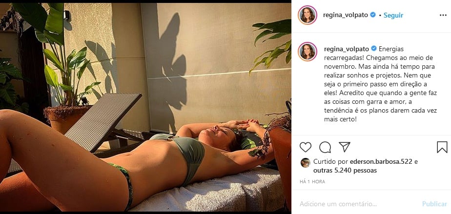 Regina Volpato levou os seguidores à loucura com ousado clique (Foto: Reprodução)