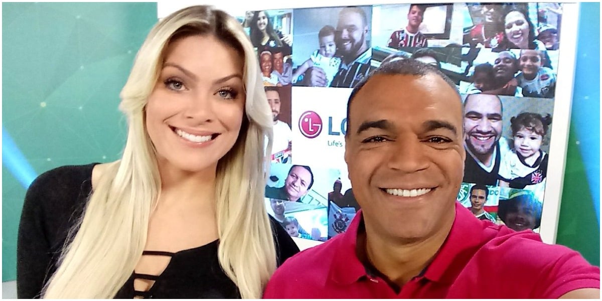 Denilson apareceu em foto junto de Renata Fan e brincou com situação (Foto: Reprodução)
