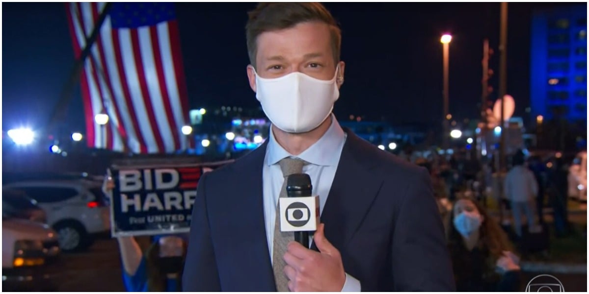 O jornalista Felipe Santana foi calado pelo Serviço Secreto dos Estados Unidos ao vivo na Globo - Foto: Reprodução