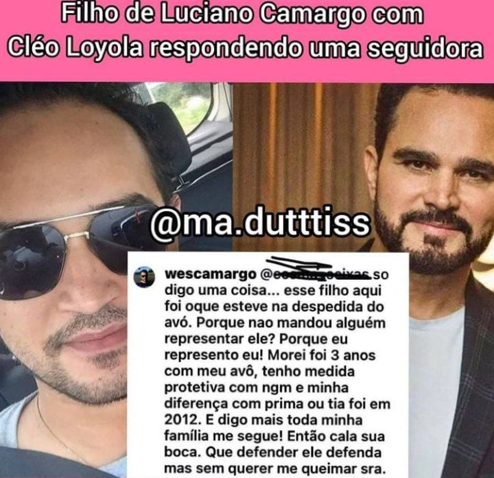 Wesley Camargo responde seguidora que falou de Luciano (Foto: Reprodução)