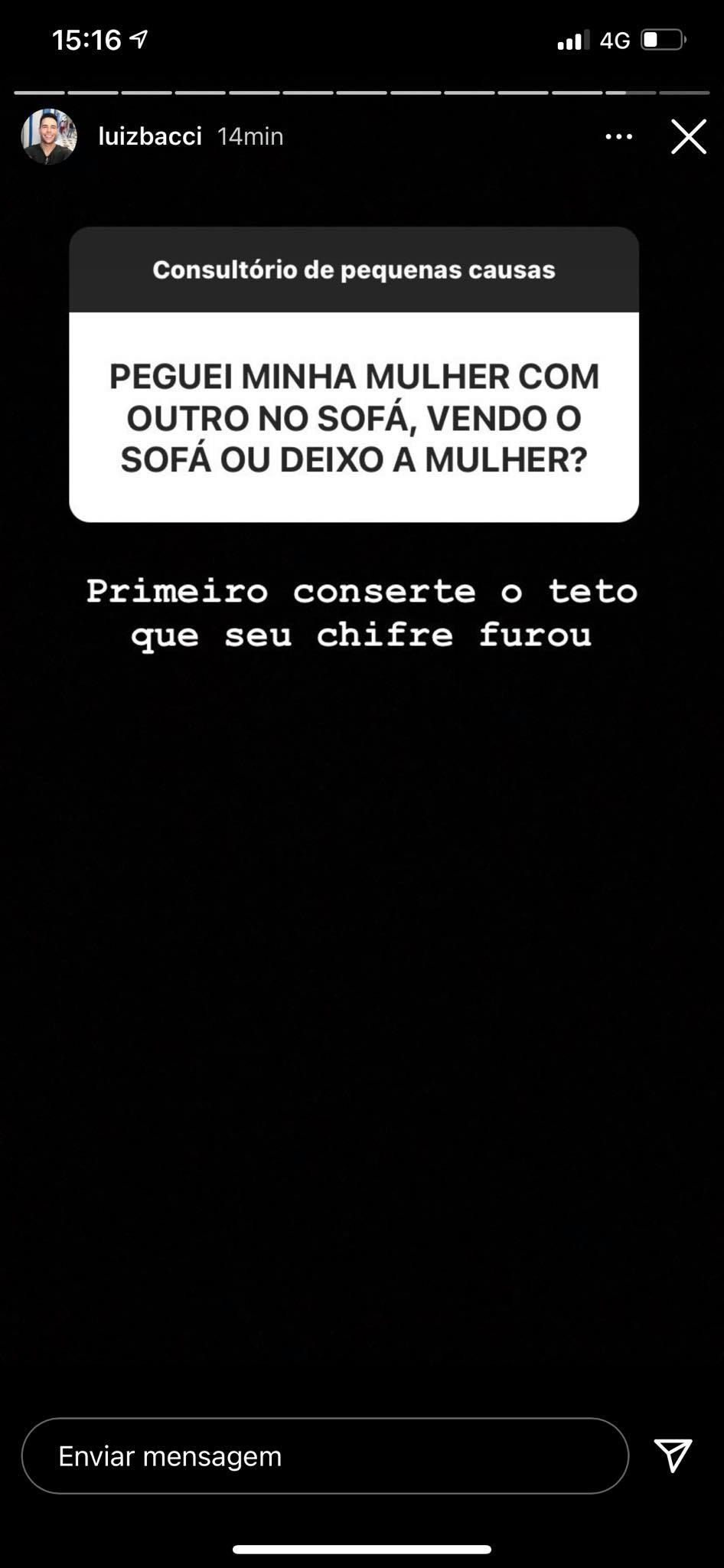 Luiz Bacci respondeu internauta (Foto: Reprodução/Instagram)