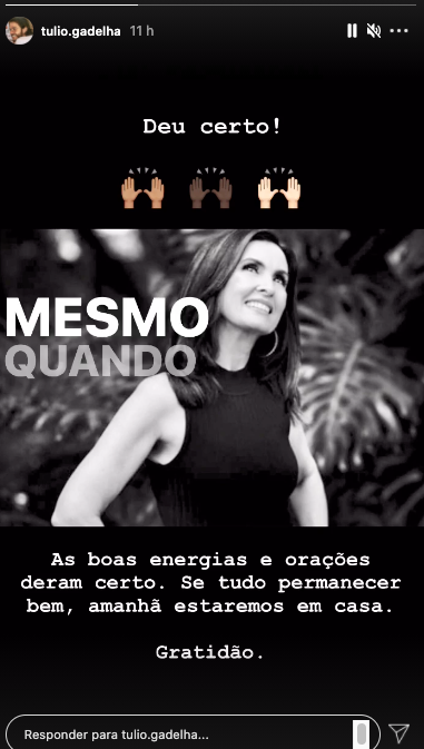 Túlio Gadêlha afirma detalhes da cirurgia de Fátima Bernardes (Reprodução)