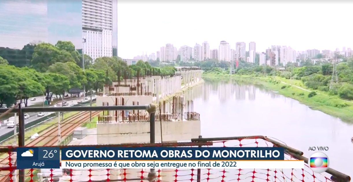 Monotrilho terá obras reiniciadas na próxima sexta-feira, 18 (Reprodução) 