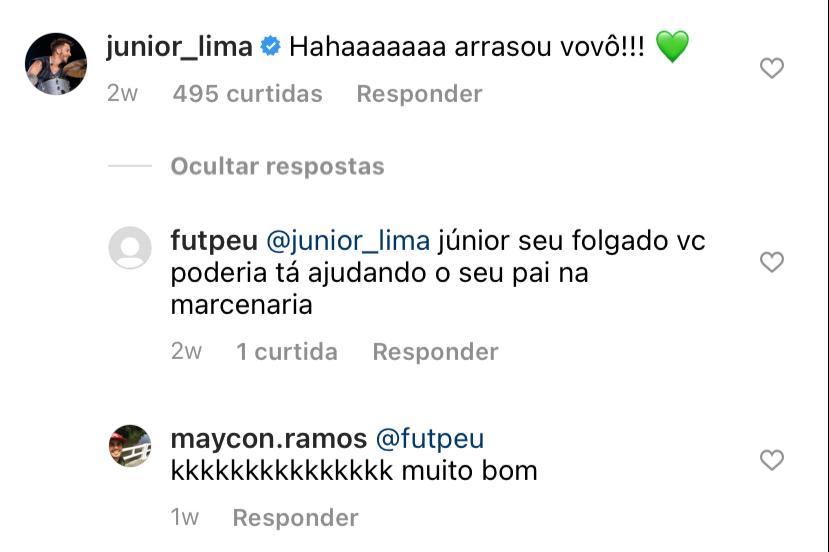 Junior é criticado por internauta em publicação do Xororó e cantores se calam (Reprodução: Instagram)