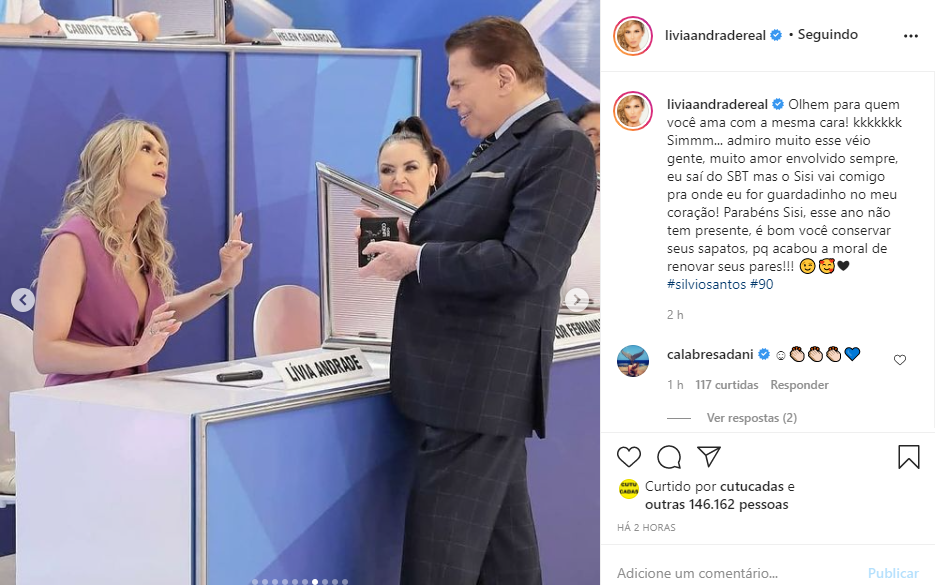 Mesmo fora do SBT, Lívia Andrade mantém carinho por Silvio Santos e parabeniza por chegada dos 90 anos (Foto: Reprodução)