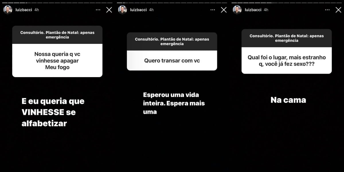Luiz Bacci recebeu mensagens para lá de ousadas e deu respostas ainda mais afiadas em suas redes sociais (Foto: Reprodução/Instagram)