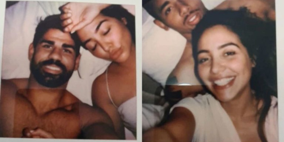 Fotos íntimas de Diego Costa e Gabriel com a mesma mulher (Foto: Reprodução)