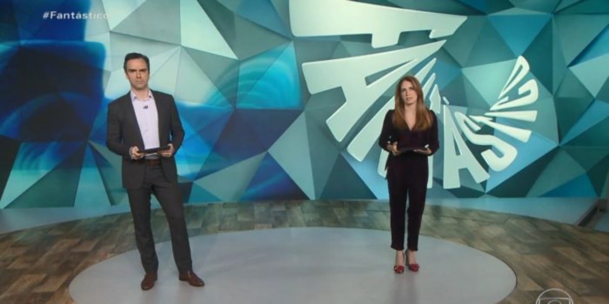 Poliana Abritta e Tadeu Schmidt no comando do Fantástico (Foto: Reprodução)