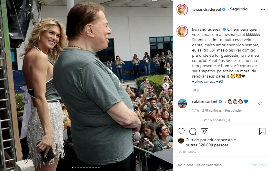 Livia Andrade fez textão para homenagear Silvio Santos (Foto: Reprodução/ Instagram)
