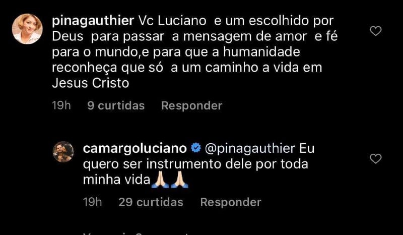 Luciano respondeu mulher que falou de sua religião