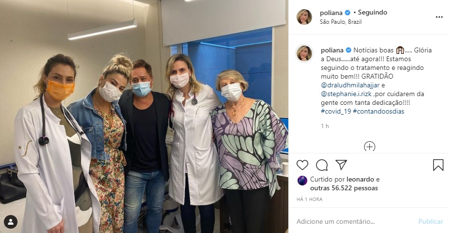Poliana Rocha expôs que está fazendo um tratamento contra Covid-19 com Leonardo (Foto: Reprodução)