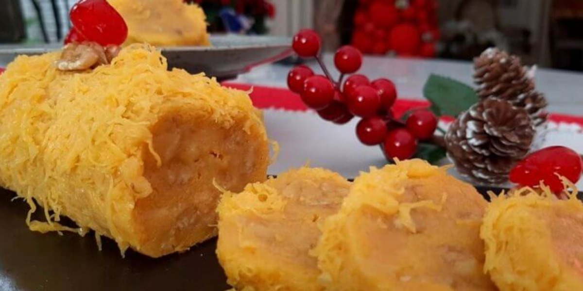 Rocambole de fios de ovos feito por Ana Maria Braga (Foto: Reprodução)