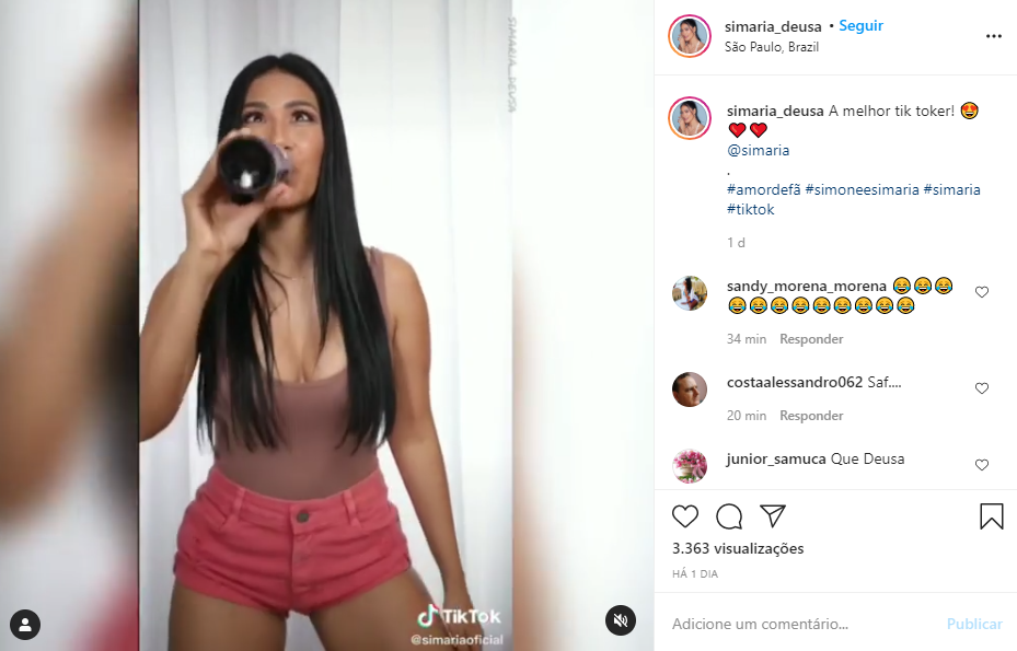 Simaria, da dupla com Simone, ostentou o corpão em vídeo ousado (Foto: Reprodução/ Instagram)