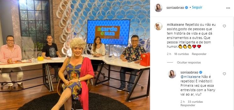 Sonia Abrão entrevistou Nany People (Foto: Reprodução/Instagram)