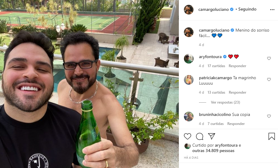 Luciano posou livre sem camisa