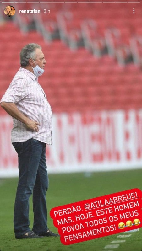 Renata Fan foi só gratidão ao técnico do Internacional (Foto: Reprodução/ Instagram)