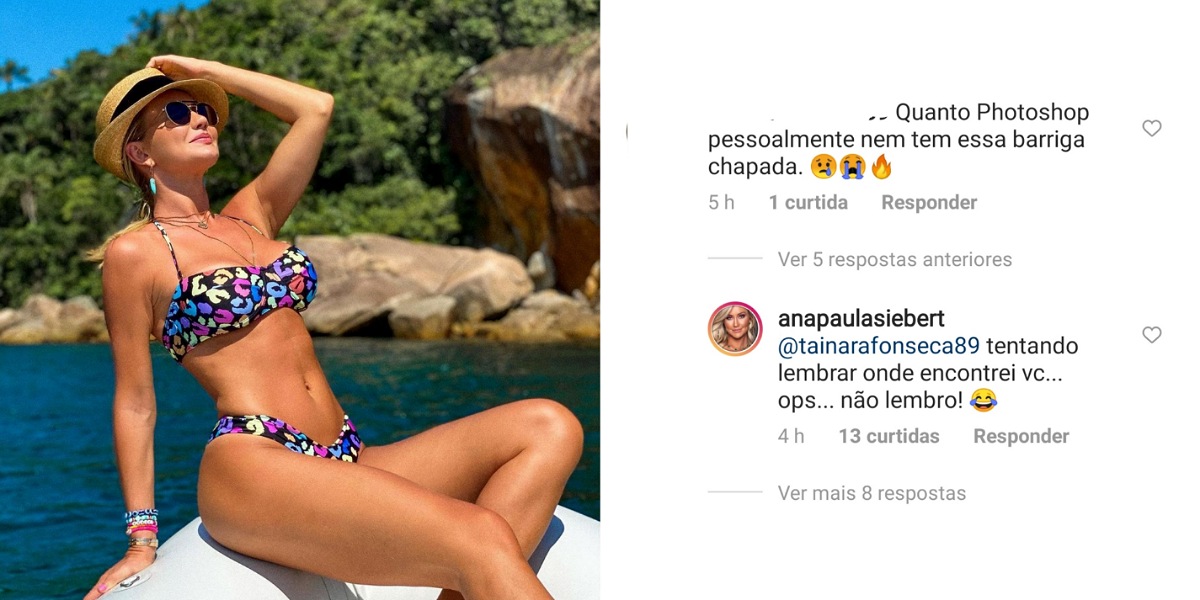 Modelo Ana Paula Siebert rebate internauta após acusação de uso do Photoshop - Foto: Reprodução/Instagram