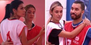 Kerline fez dupla com Pocah na prova, enquanto Gilberto formou dupla com Sarah (Foto: Montagem/TV Foco)
