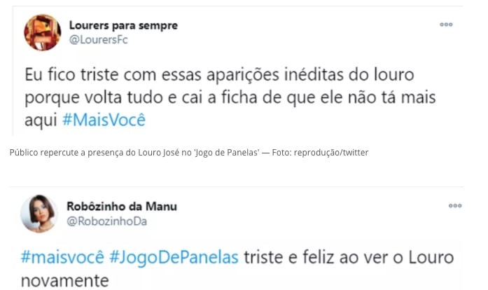 Internautas falam sobre Louro José nas redes sociais (Reprodução) 