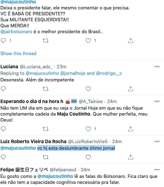 Internautas falam sobre Maju no Twitter (Reprodução)