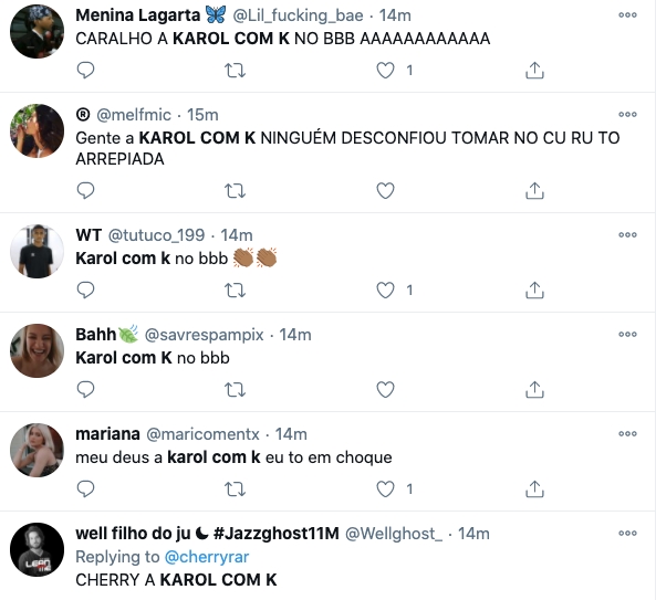 Internautas vão à loucura com participação de Karol Conká no BBB21 (Reprodução: Twitter) 