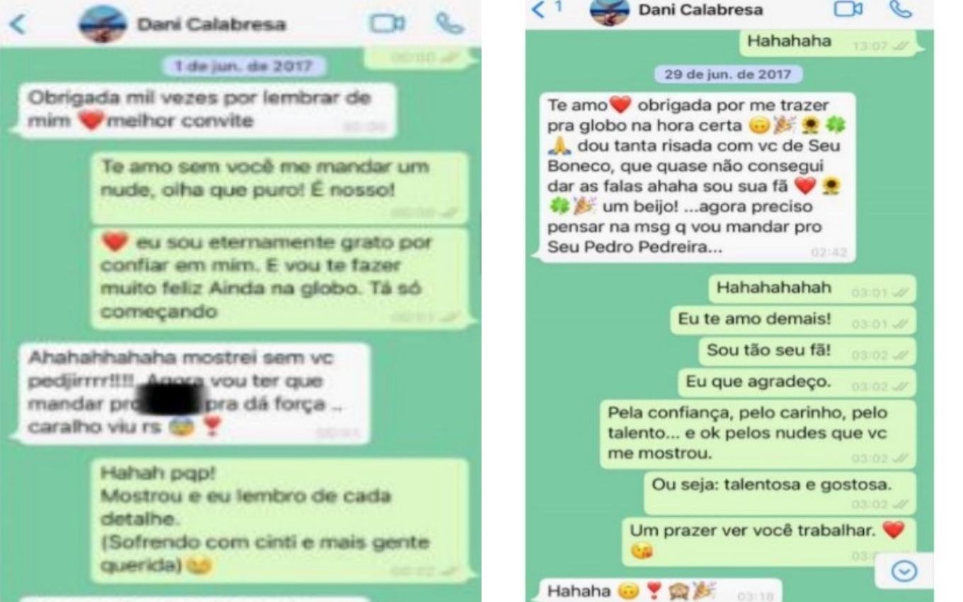 Trocas de mensagens entre Dani Calabresa e Marcius Melhem (Foto: Montagem)