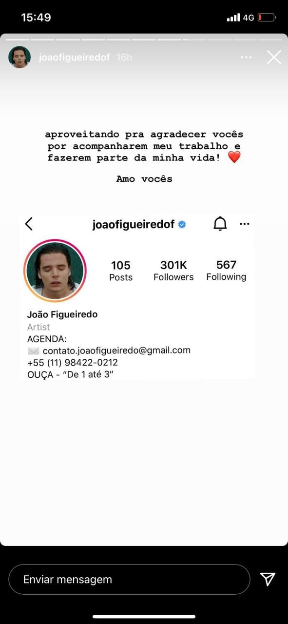 João Figueiredo nas redes sociais (Reprodução) 