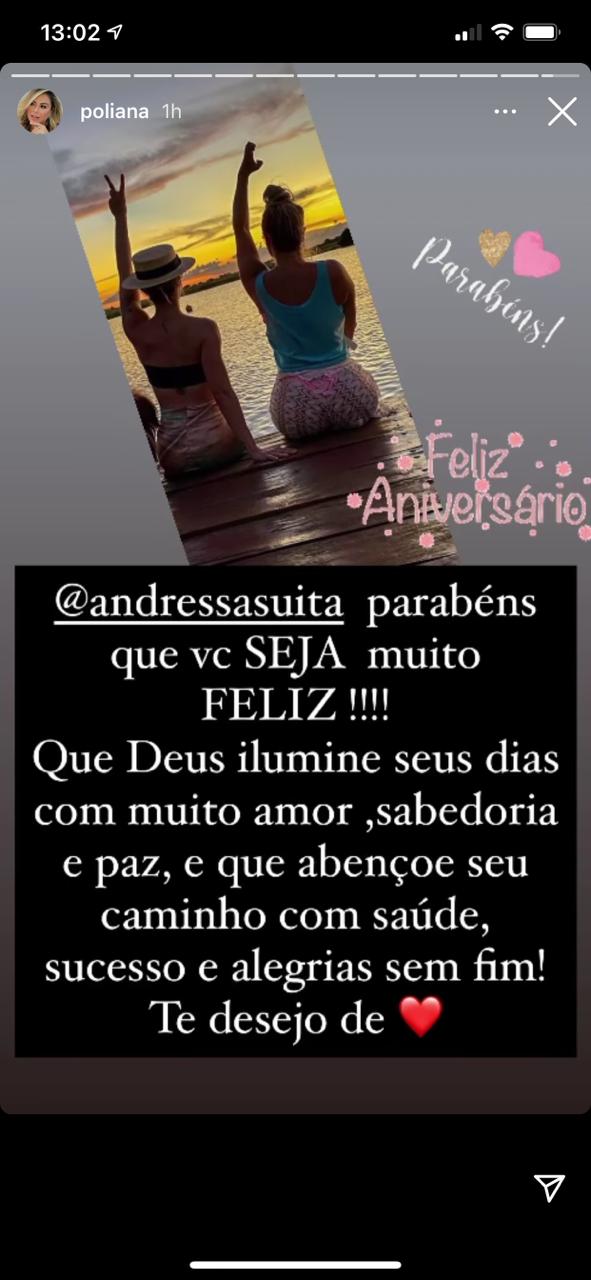 Poliana Rocha desejou os parabéns para Andressa Suita (Foto: Reprodução/Instagram)