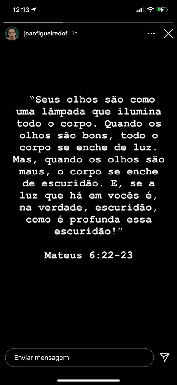 Namorado de Sasha compartilha momento reflexivo nas redes sociais sobre escuridão e luz (Reprodução)