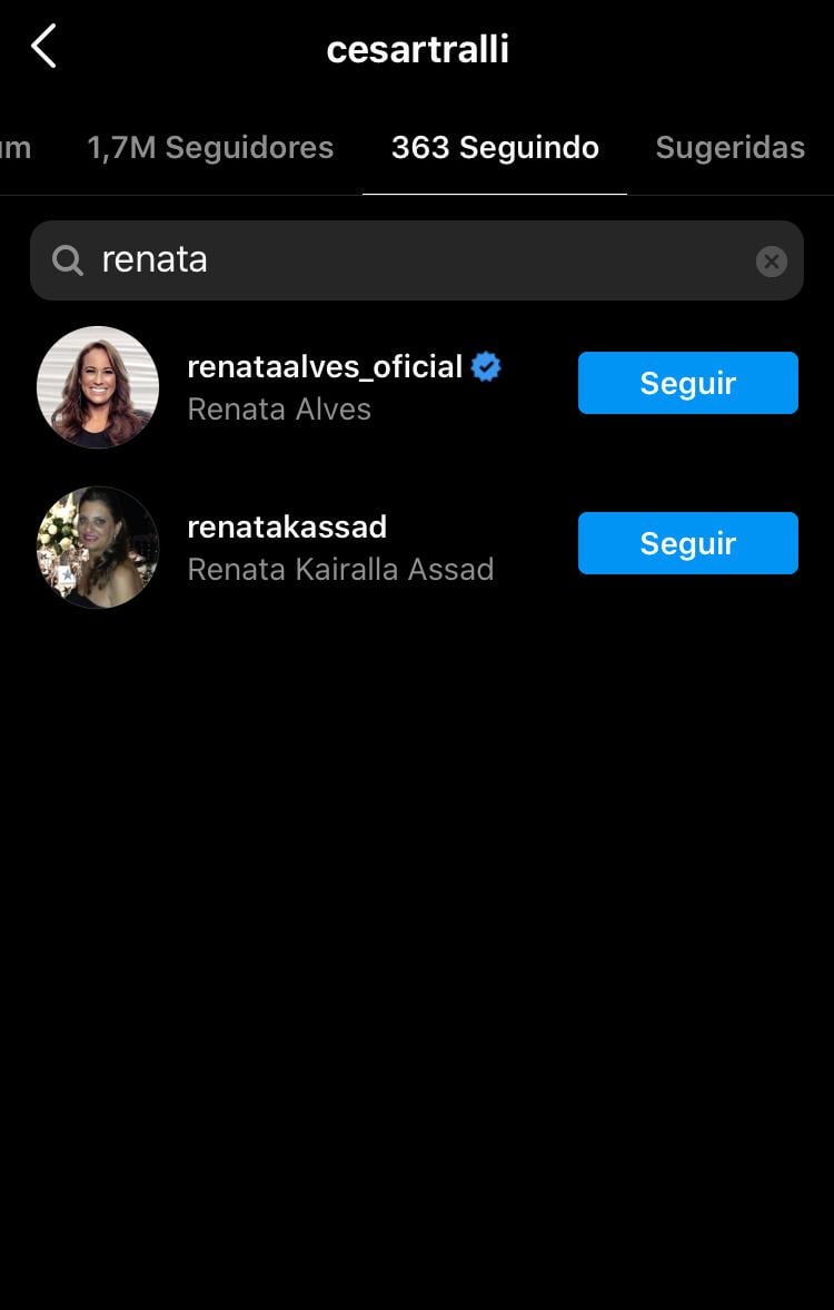 Cesar Tralli não segue Renata Vasconcellos nas redes sociais (Foto: Reprodução/Instagram)