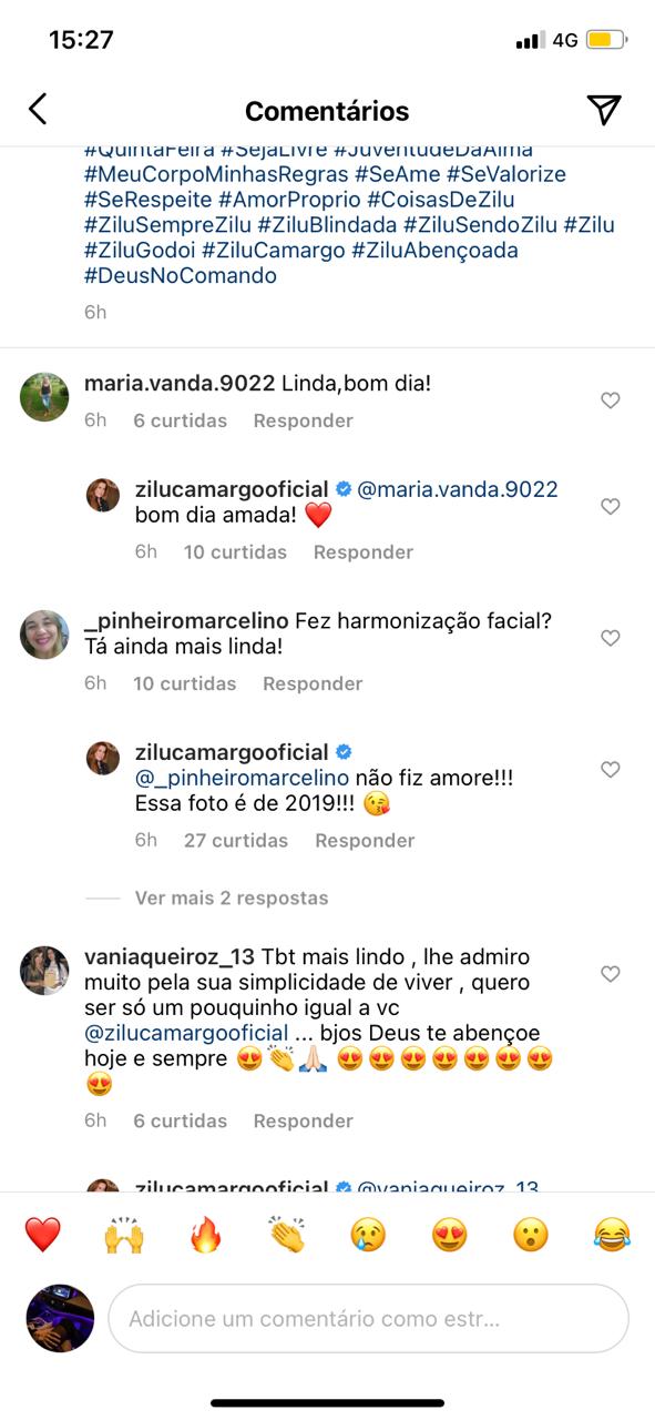 Zilu é questionada sobre harmonização por conta de clique ousado (Reprodução)