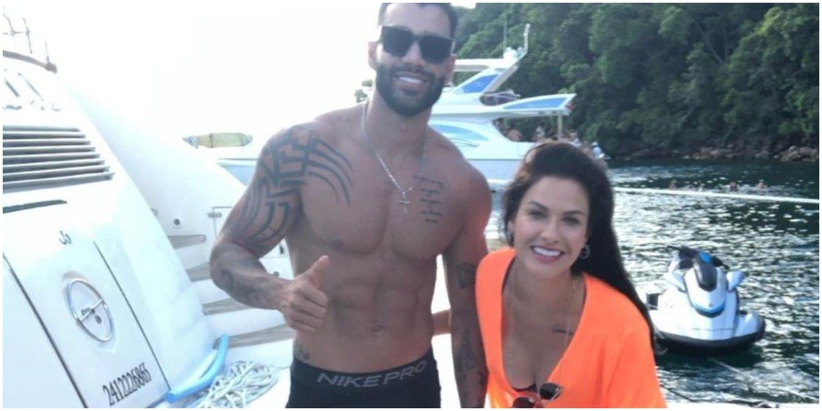 Gusttavo Lima e Andressa Suita foram flagrados juntos durante passeio de barco (Foto: Reprodução)